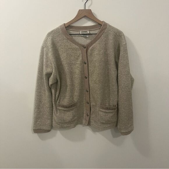 Vintage Northern Reflections Fleece Button Front Embroidered Pocket Sweater Larg - Picture 1 of 11